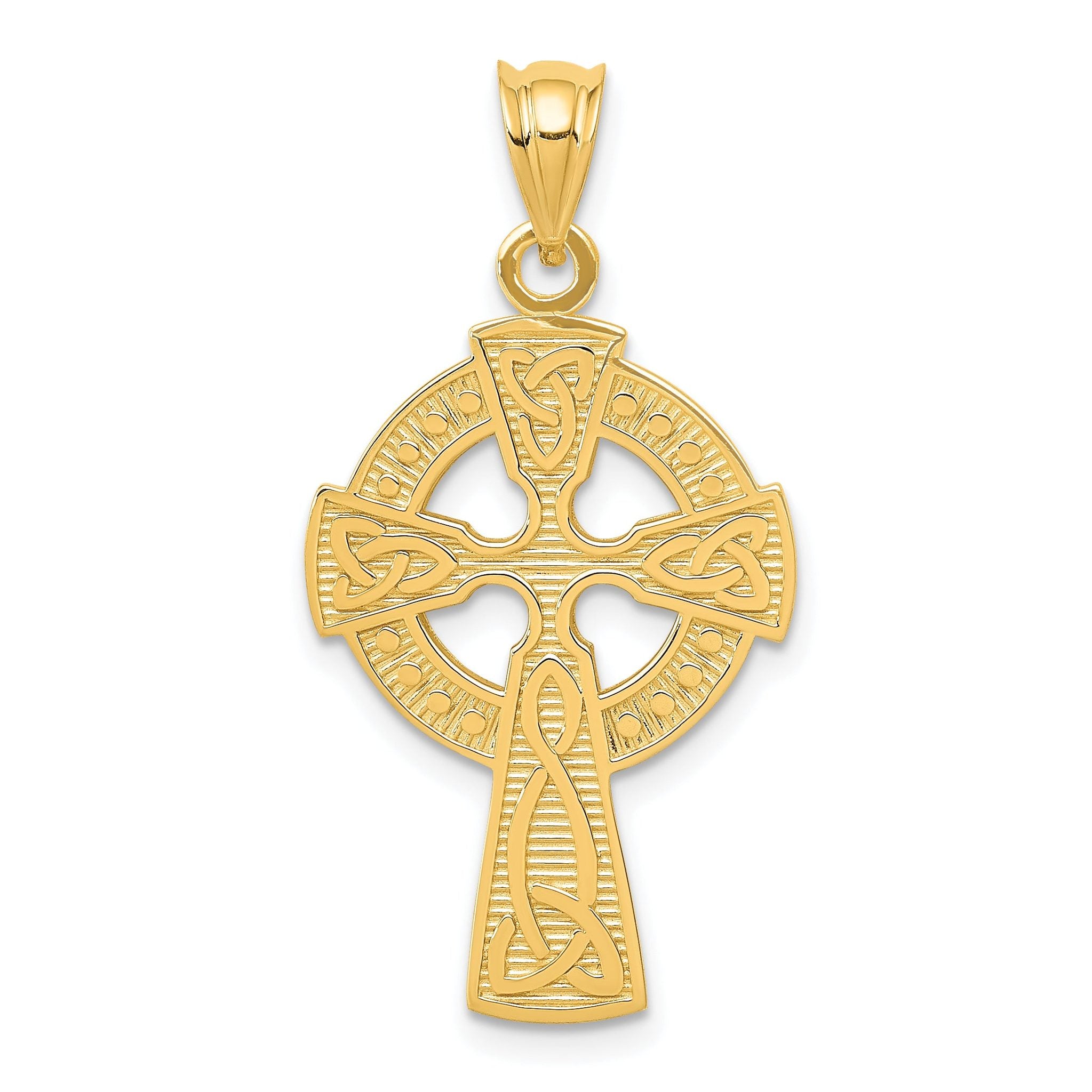 14K Gold Celtic Cross Pendant with Textured Elegance