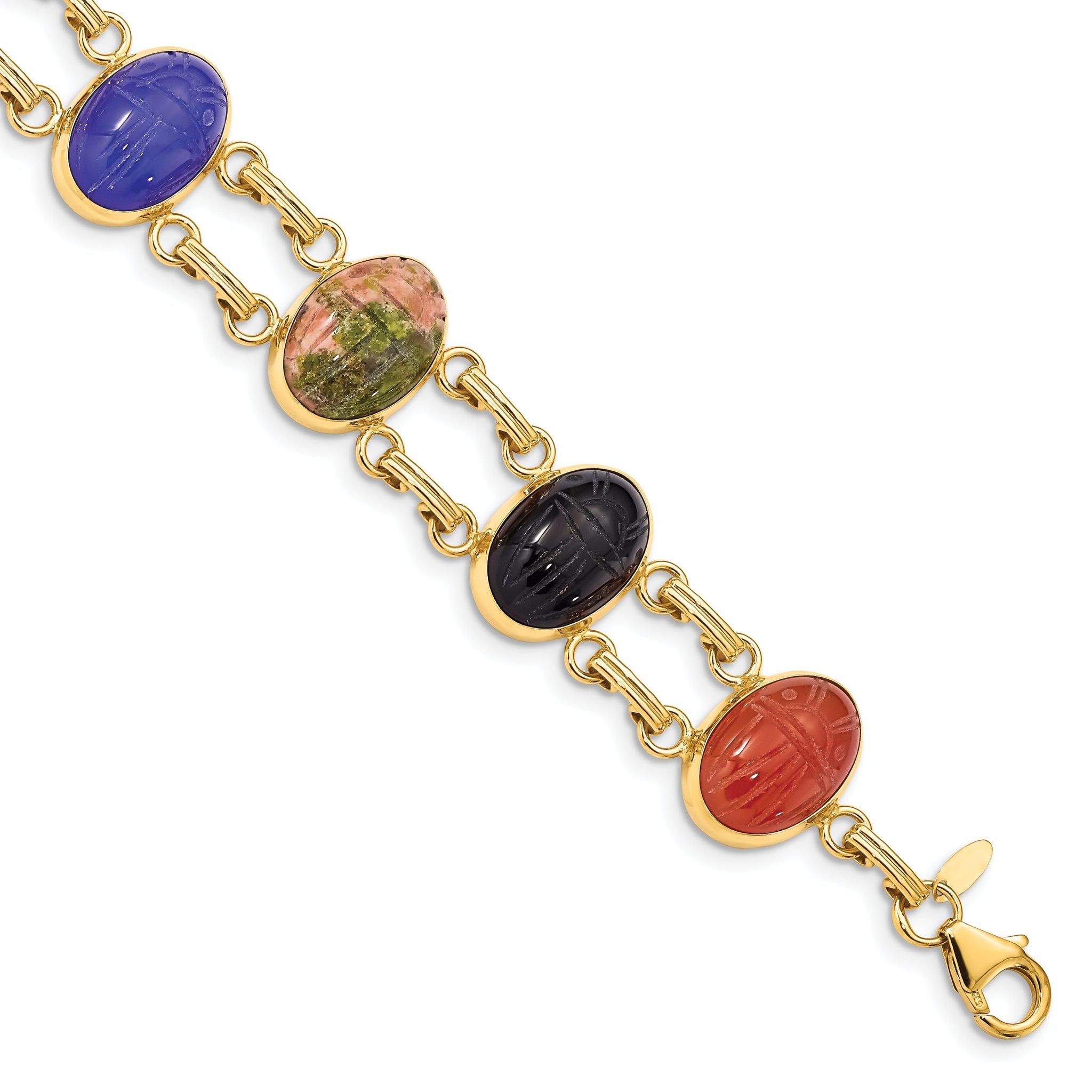 14k 7 Stone Scarab 7 inch Bracelet Main image