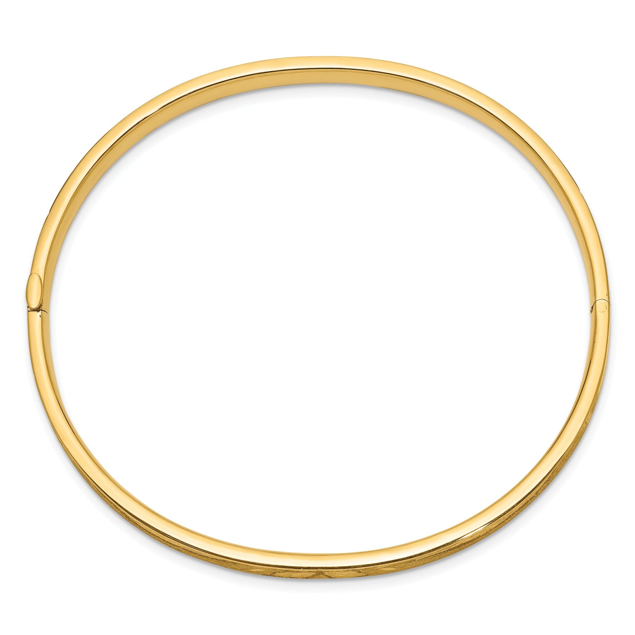 14k 3/16 Diamond-cut Concave Hinged Bangle Bracelet Secondary image