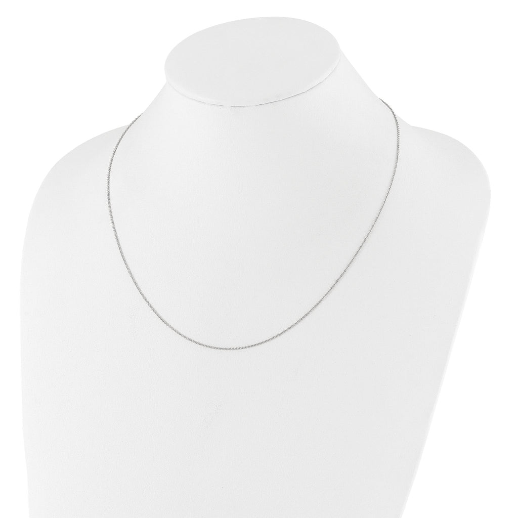 14k White Gold 1.10mm Round Cable 1in+1in Adjustable Chain