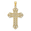 14K Gold Polished Filigree Cross Pendant with Large Rope Frame