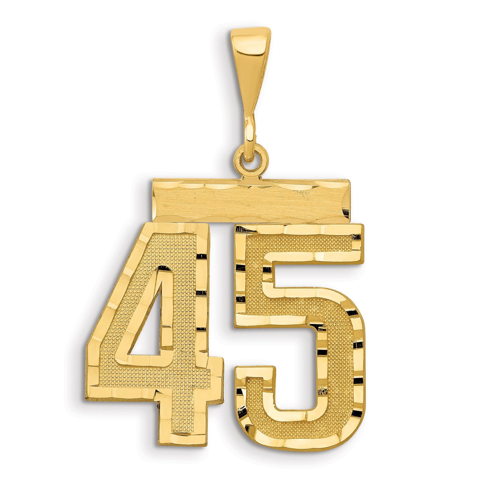 14K Gold Large Diamond-Cut Number 45 Charm with Brushed Finish Main image