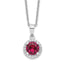 Sophia Jewelers Sterling Silver Red Corundum CZ Halo Necklace 18 with Extender