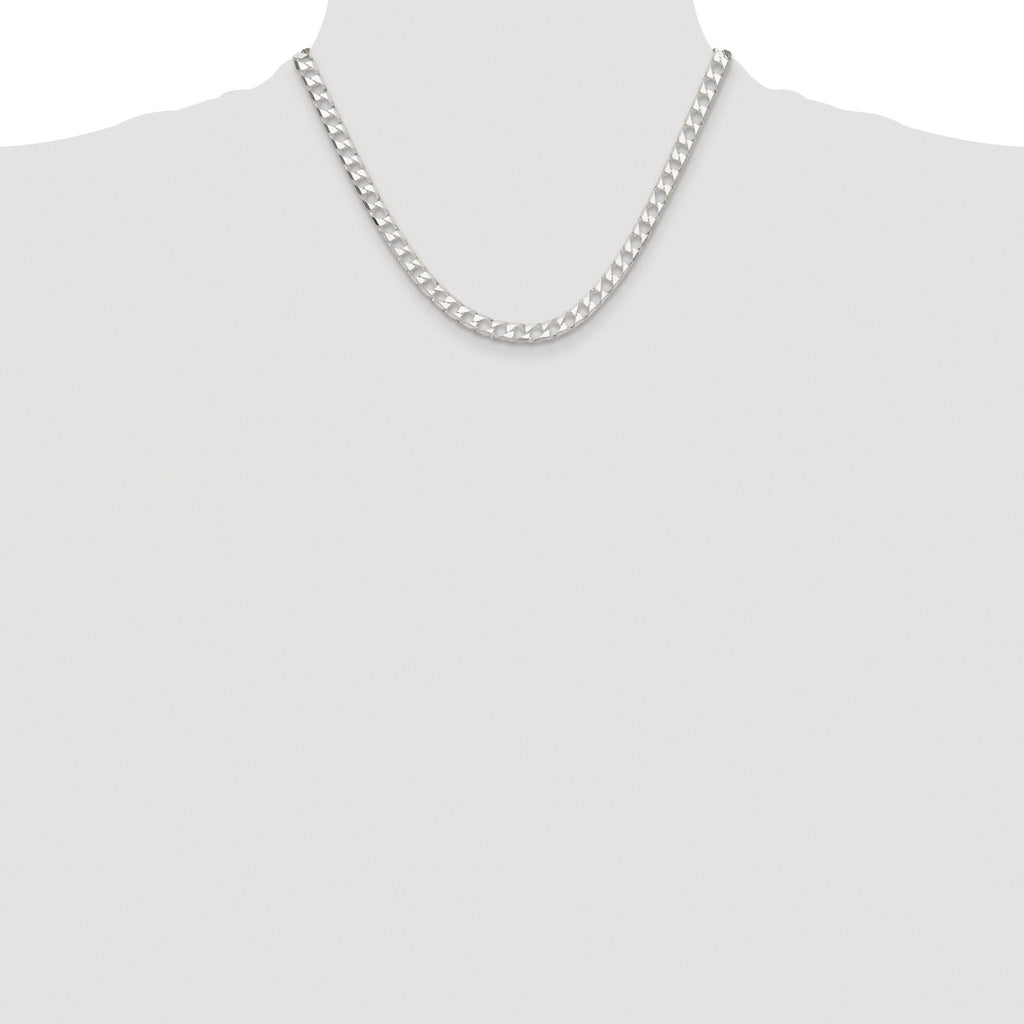 Sterling Silver Rhodium-plated 5.75mm D/C Square Curb Chain