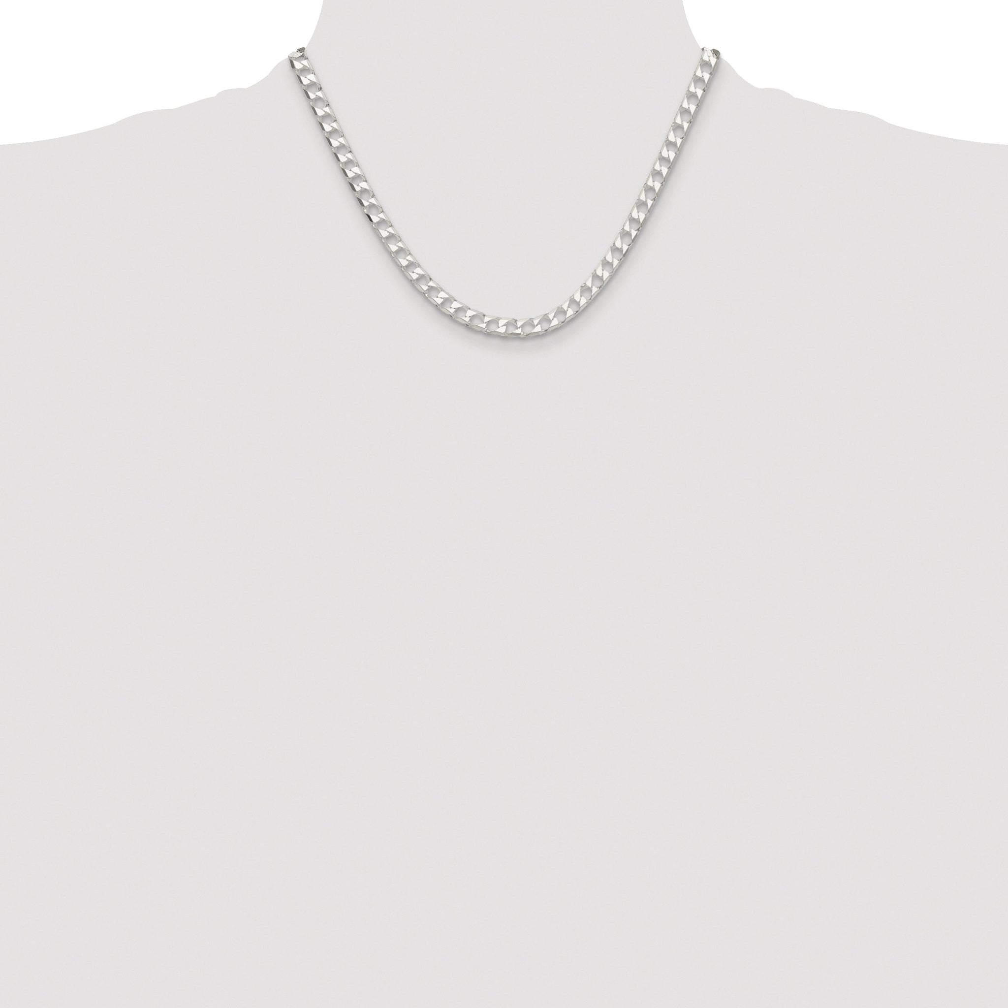 Sterling Silver Rhodium-plated 5.75mm D/C Square Curb Chain
