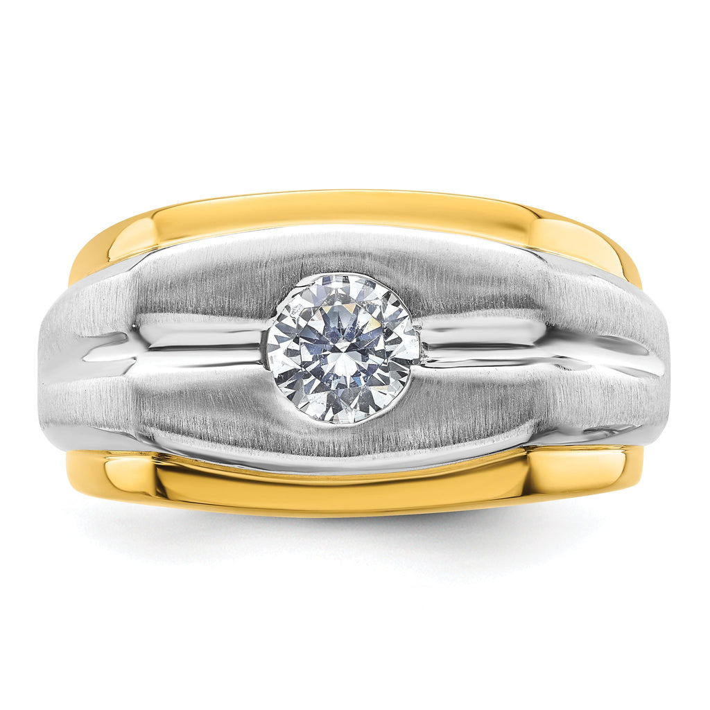 14k Two-tone Polished and Satin Men's Ring Mounting, Mounting Only