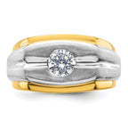 14k Two-tone Polished and Satin Men's Ring Mounting, Mounting Only