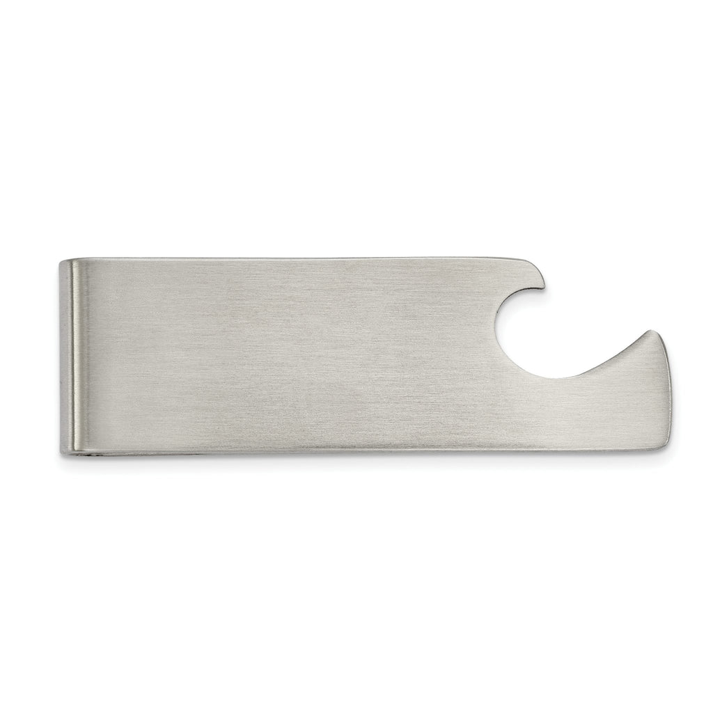 Brushed Bottle Opener Money Clip in Stainless Steel