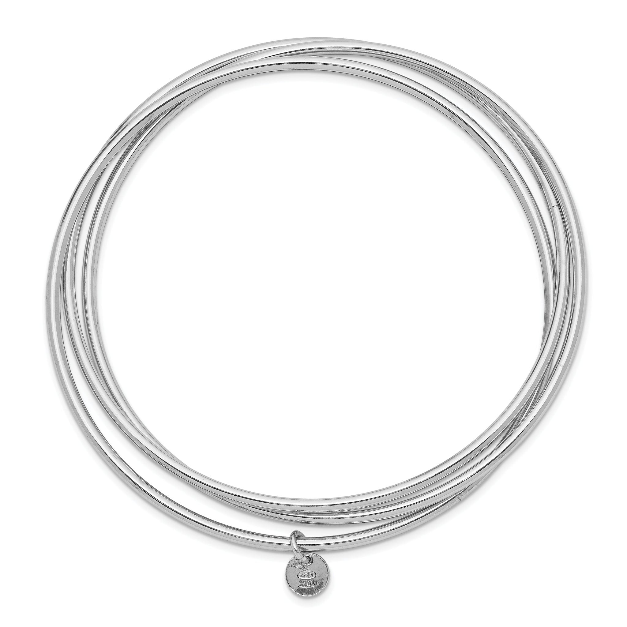 Sterling Silver Rhodium Plated Polished Intertwined Bangle Bracelet Secondary image