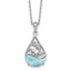 Sterling Silver Rhodium-plated Polished Larimar Dolphin Teardrop 16 Inch with 2 Inch Extension Necklace