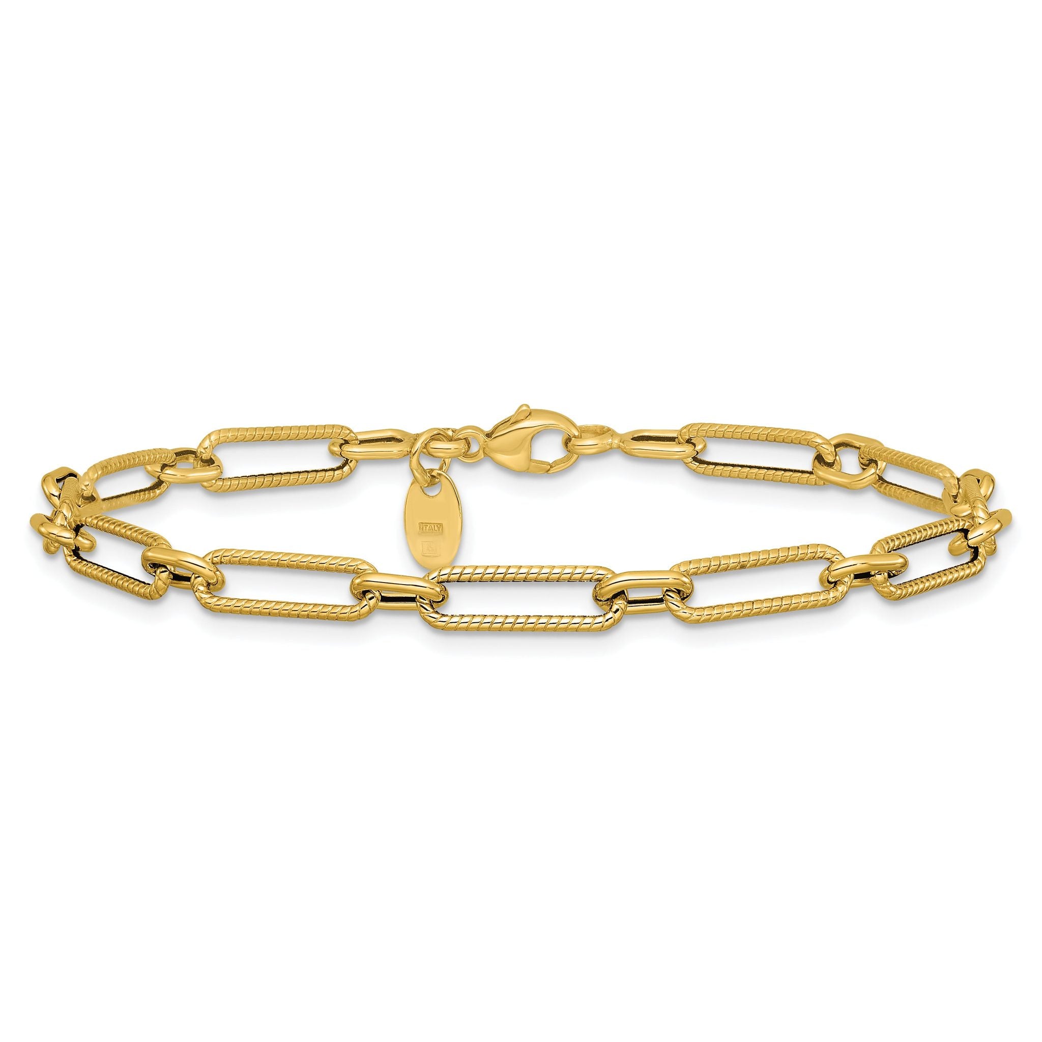 10K Polished and Textured 4.2mm Fancy Link Bracelet
