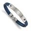 Stainless Steel Polished Blue IP-plated Cable with Blue Cubic Zirconia ID Bracelet for Women