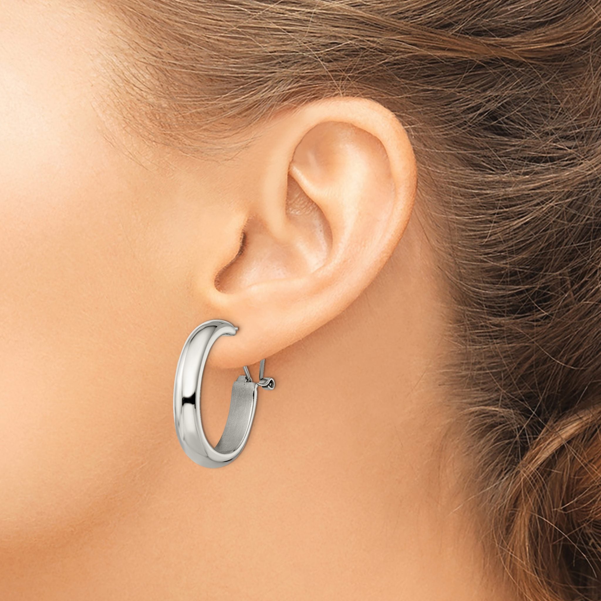 Stainless Steel Polished Hoop Earrings for Women