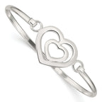Sterling Silver 925 Polished Heart Bangle Bracelet for Women