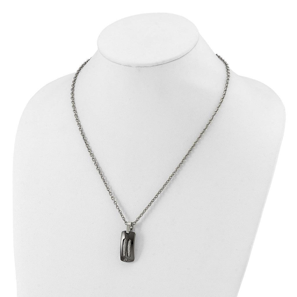 Sophia Jewelers Titanium Silver Two-Tone Men's Polished Dog Tag Necklace
