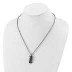 Sophia Jewelers Titanium Silver Two-Tone Men's Polished Dog Tag Necklace