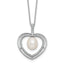 Sterling Silver Rhodium-plated 8-9mm Rice White Freshwater Cultured Pearl and CZ Open Heart 17 inch Necklace