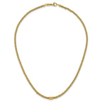 14k Polished and Textured Twisted with Bead 17 inch Necklace