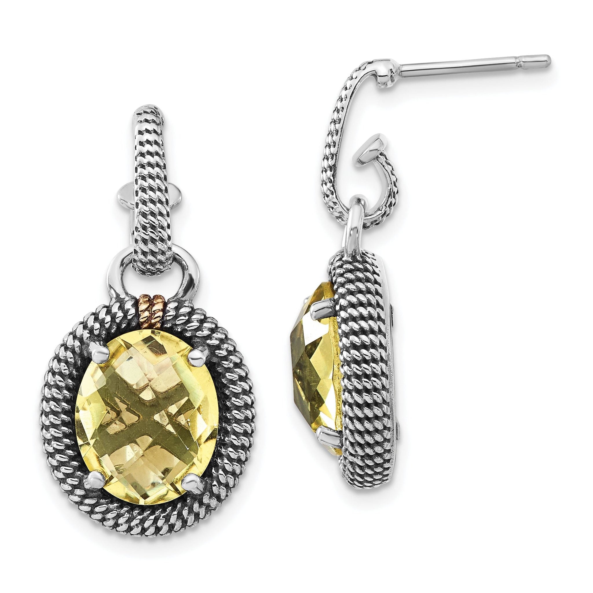 Sterling Silver 14K Accented Lemon Quartz Dangle Earrings for Women