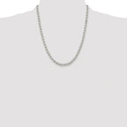 Sterling Silver Rhodium-plated 4mm Diamond-cut Rolo Chain
