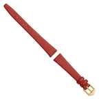 14mm Red Flat Lizard Grain Calfskin Leather with Gold-tone Aluminum Buckle 6.75 inch Watch Band