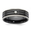 Edward Mirell Black Ti with Grey Titanium Edge .03 carat Diamond with Sterling Silver Bezel 7mm Band