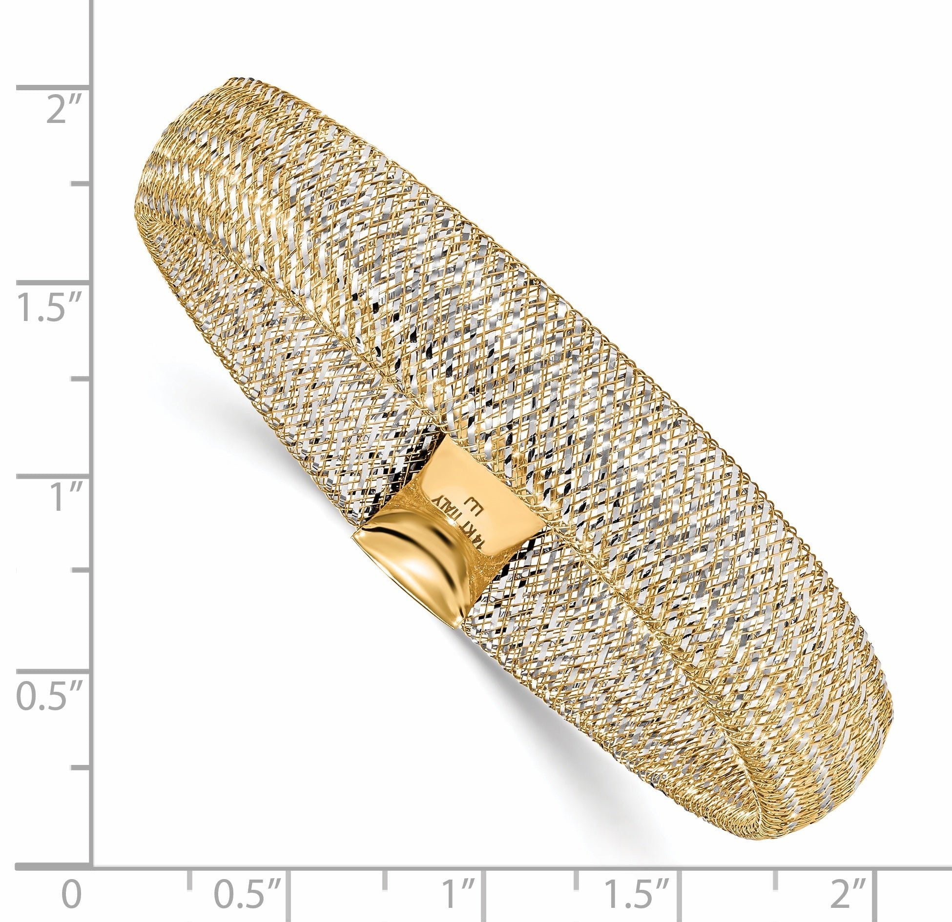 14K w/Rhodium Polished Mesh Stretch Bracelet Secondary image