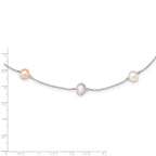 Sophia Jewelers Sterling Silver Multi-Color Pearl Cable Necklace 18 Polished