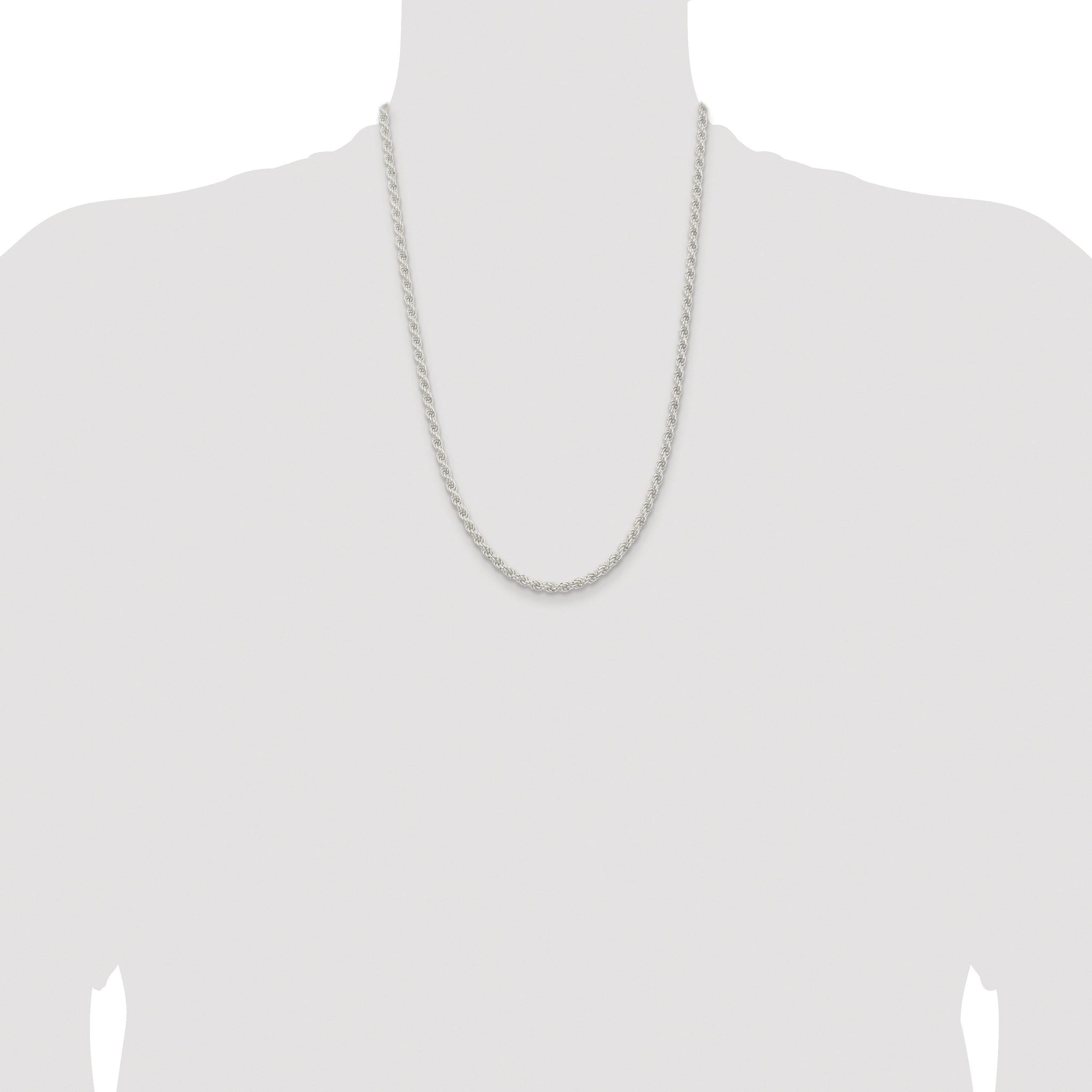 Sterling Silver Rhodium-plated 4.5mm Solid Rope Chain