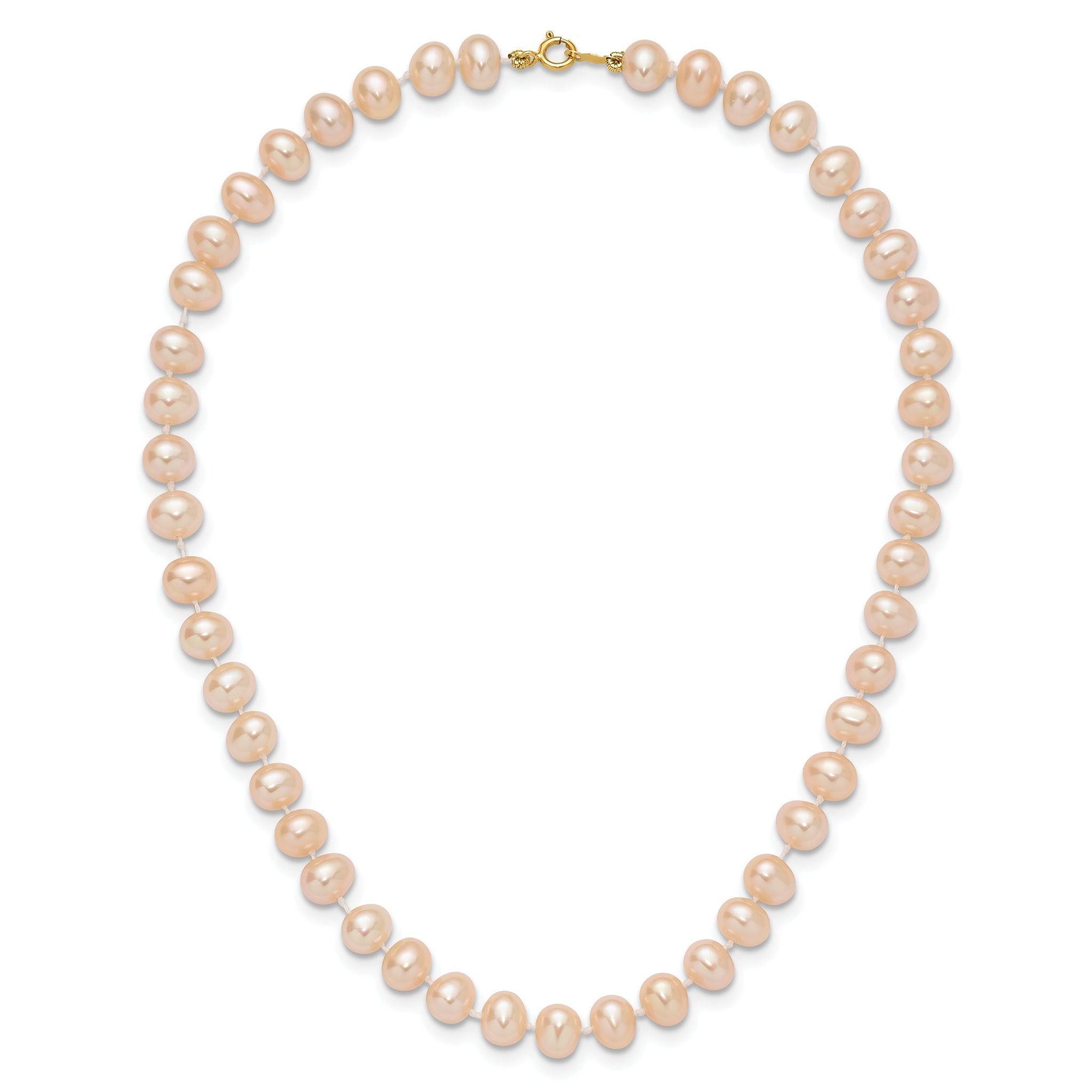 14k 5-6mm Pink Near Round Freshwater Cultured Pearl Bracelet