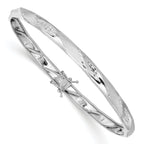 14K White Gold Flexible Bangle with Polished Satin Diamond-Cut Finish