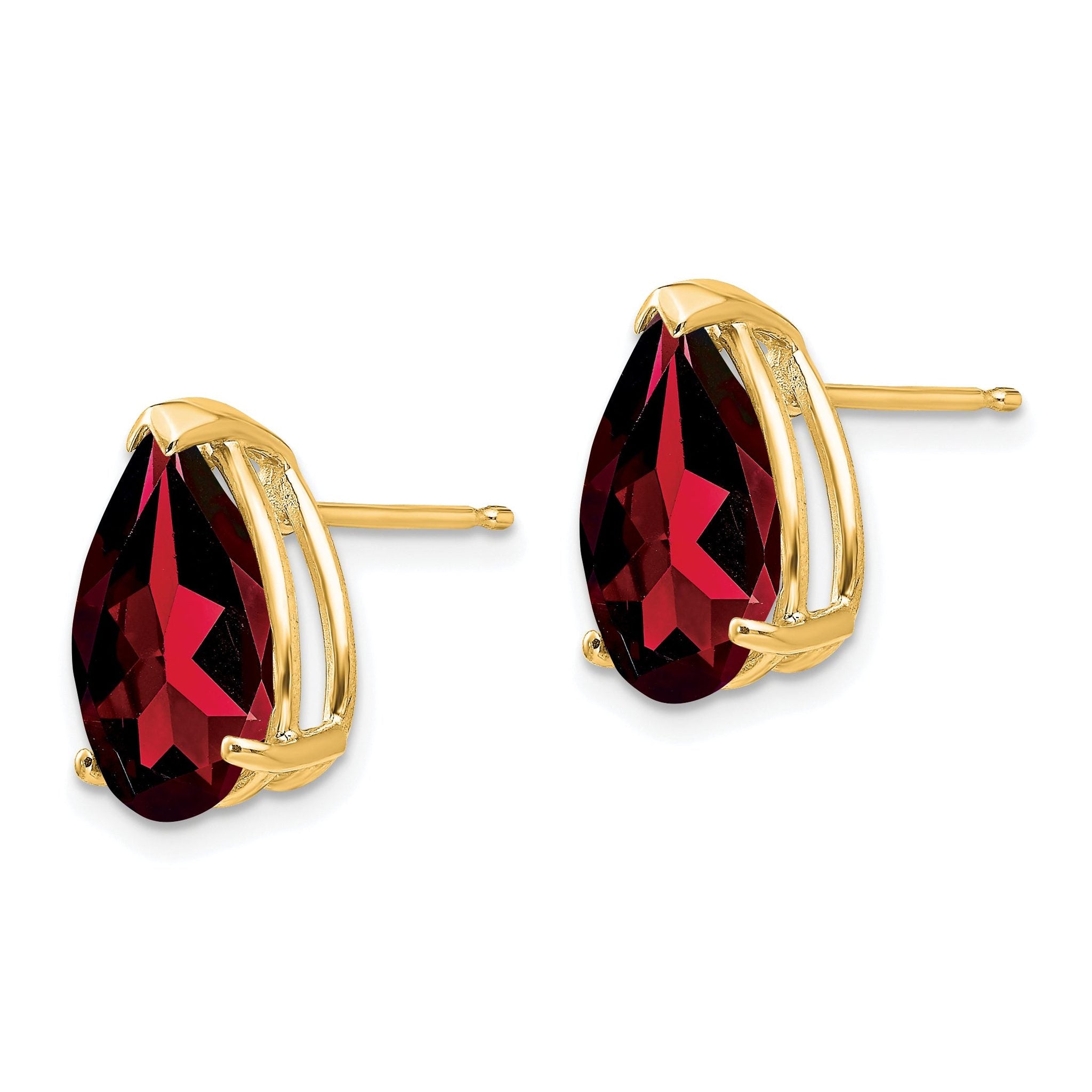 14k Garnet Pear Stud Earrings Secondary image