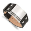 Stainless Steel Polished Black Leather Adjustable Buckle Bracelet for Men