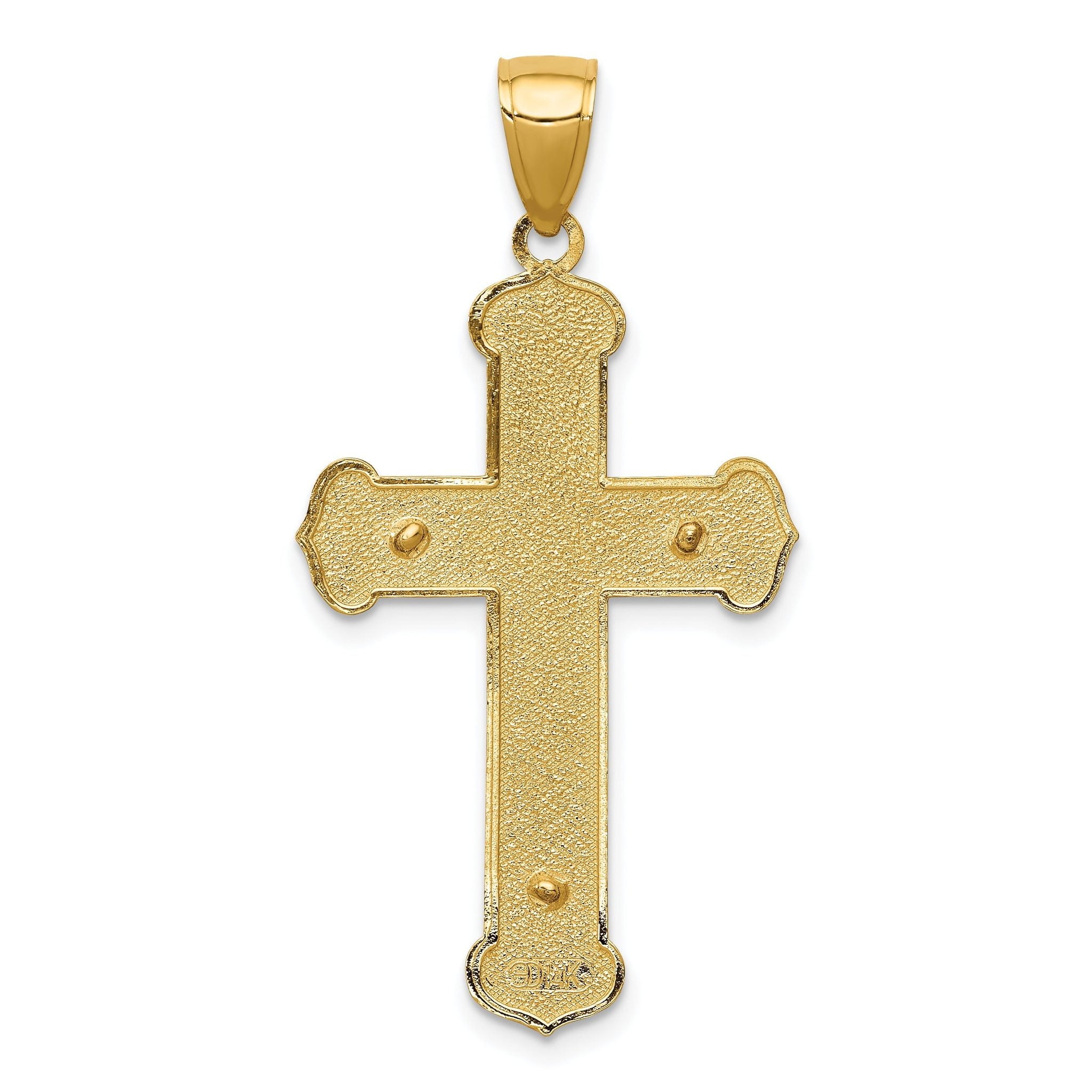 14K Gold Polished Solid Crucifix Pendant Elegant Cast Design