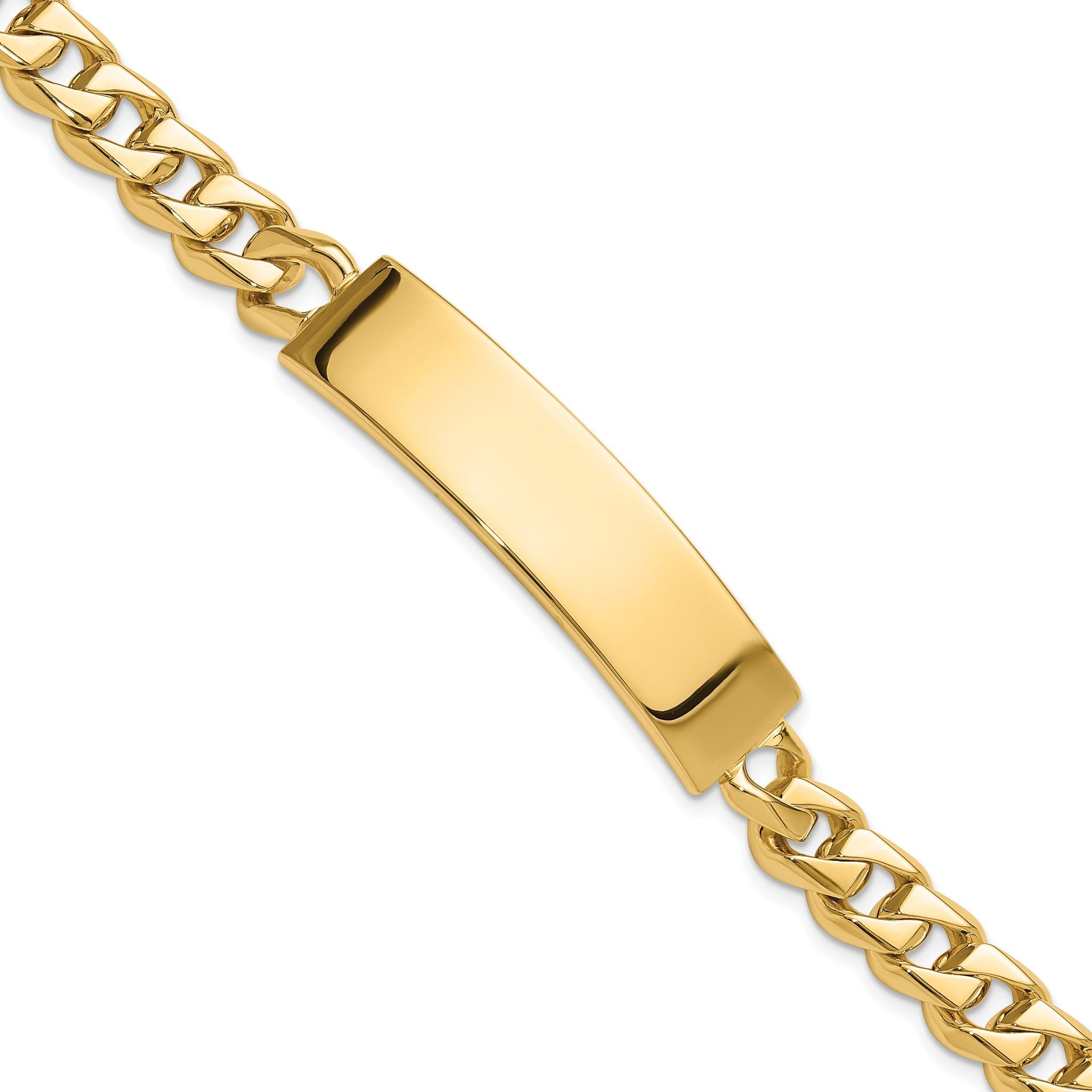 14k Hand-polished Solid Chain/Solid Plate Curb Link 44x12mm Plate 8 inch ID Bracelet Main image