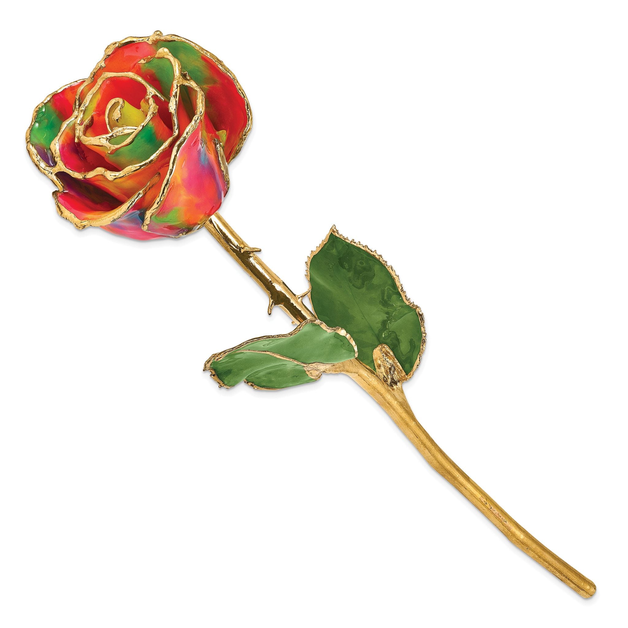 Lacquer Dipped Gold Trimmed Aurora Neon Rainbow Real Rose Secondary image
