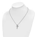 Brushed & Polished Cross Pendant Necklace in Stainless Steel