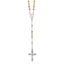 Sterling Silver 925 Polished Rosary Necklace with Tri-Color Beads