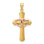 14K Two-Tone Gold Double Heart Cross Charm Pendant Solid, Elegant Design