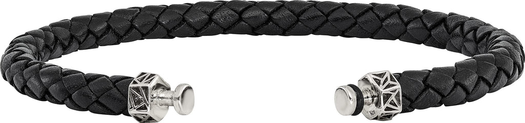 Sterling Silver Reflections 6mm Black Genuine Leather 8in Bracelet/Bead not included, sold seperately