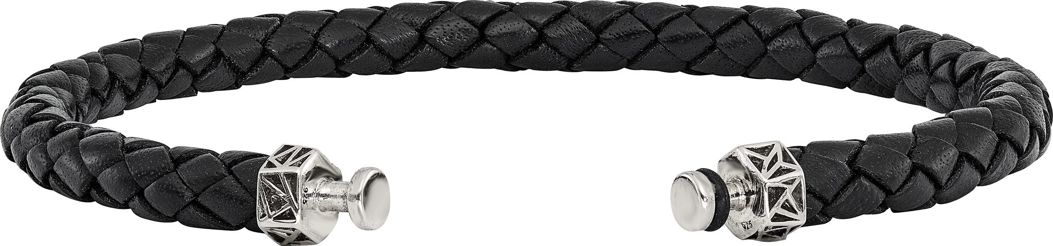 Sterling Silver Reflections 6mm Black Genuine Leather 8in Bracelet/Bead not included, sold seperately