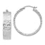 Sterling Silver 925 Rhodium-Plated Diamond-Cut Hoop Earrings with Hinged Closure