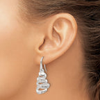 Sterling Silver Polished Silver-plated Spiral Dangle Shepherd Hook Earrings