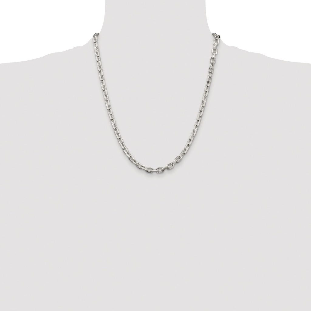 Beveled Oval Cable Chain Necklace in Sterling Silver