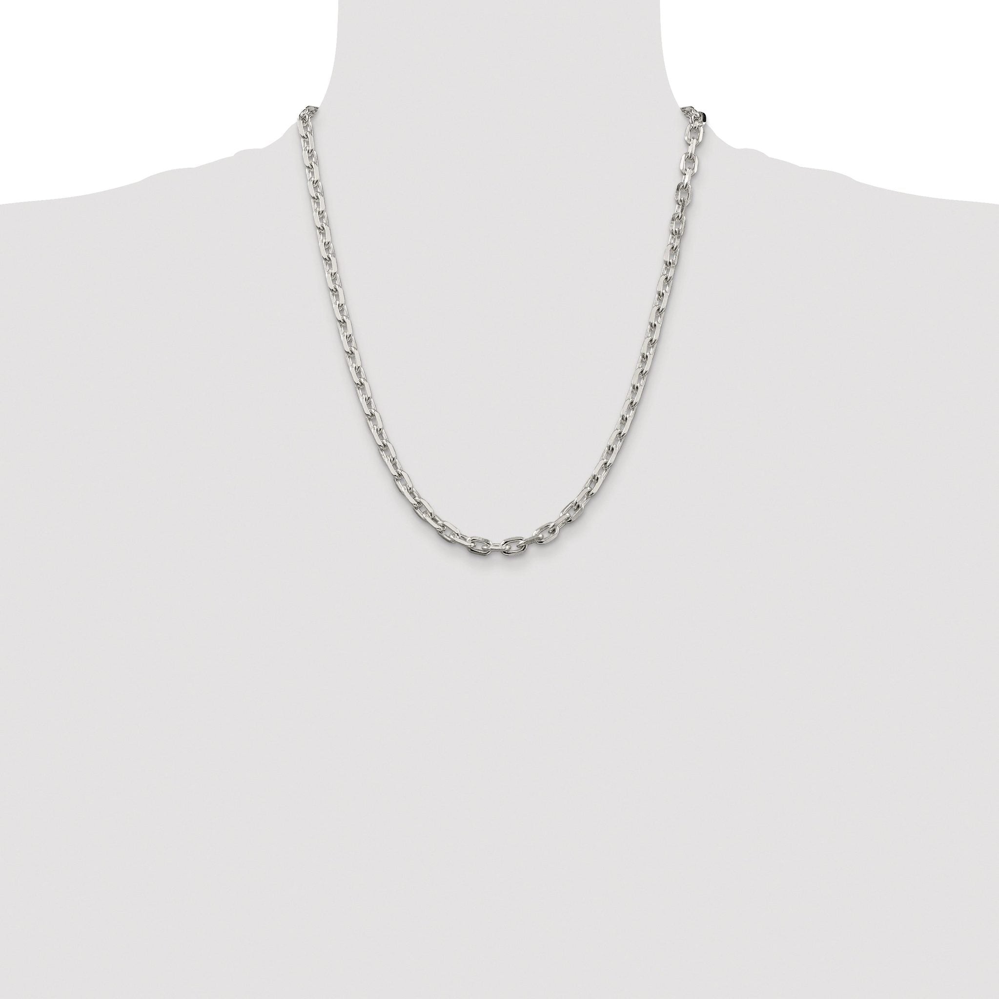 Beveled Oval Cable Chain Necklace in Sterling Silver