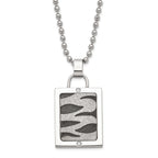 Laser-Cut CZ Dog Tag Necklace in Stainless Steel