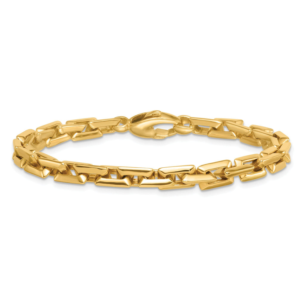 14k Polished 6.25mm Fancy Square Link 7.25 inch Bracelet