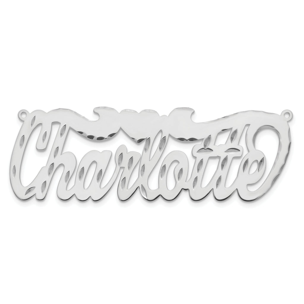 Sterling Silver/Rhodium-plated Diamond-cut Heart Name Plate