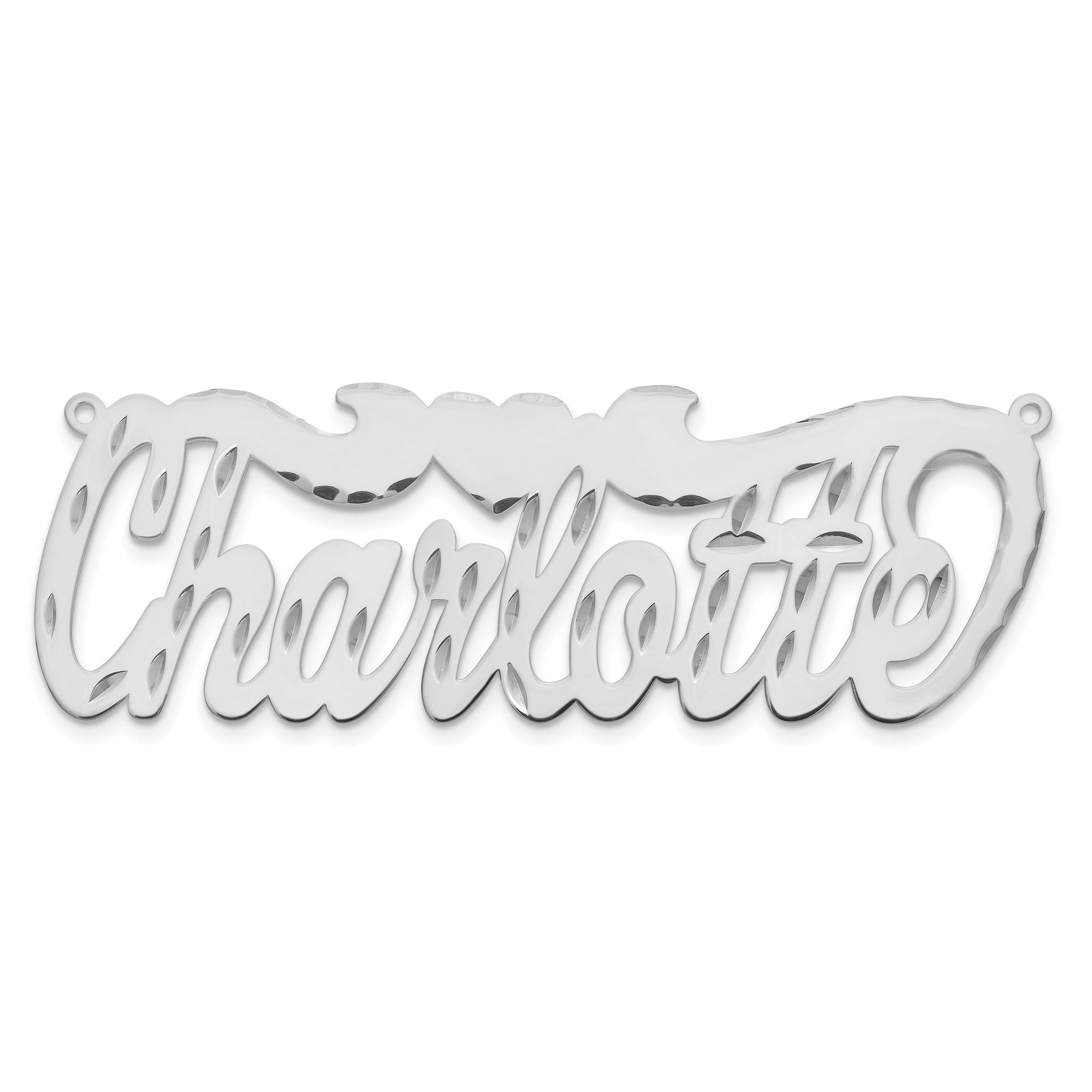 Sterling Silver/Rhodium-plated Diamond-cut Heart Name Plate