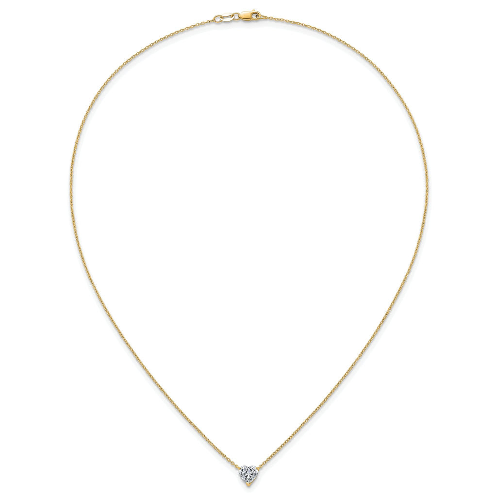 14k 1 carat Lab Grown Diamond VS+ F+ Heart Complete 18 inch Four Prong Pendant Necklace